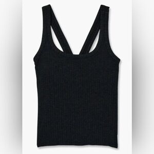 Vuori Plie Heathered Black Ribbed Tank Top SMALL